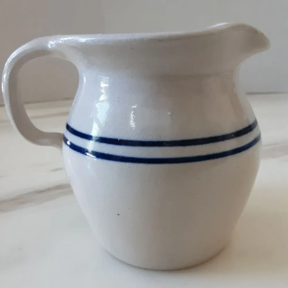 CASEY POTTERY Doris Fogel Hand Painted Barn Scene Small Cream Pitcher - Vtg